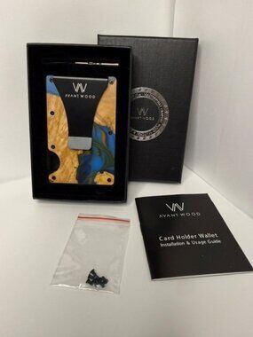 AvantWood - BURL WOOD & LIGHT BLUE & GREEN RESIN - CARD HOLDER